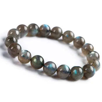 

11mm Natural Labradorite Gemstone Stretch Round Crystal Bead Bracelets For Women