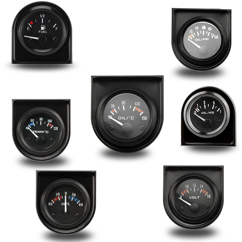 

2" 52MM Water temp/ Oil temp /Oil press psi/ Oil press kg /Volt /Ammeter /Fuel level (without float) Gauge Car