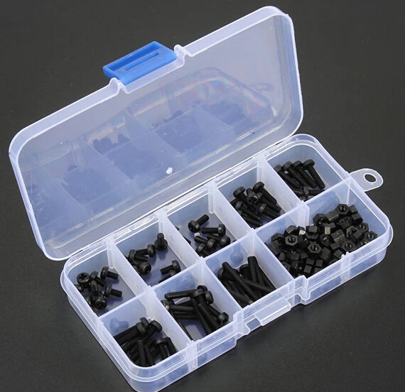 

160pcs Metric M3 Black Nylon Screws and Nuts Assortment Set