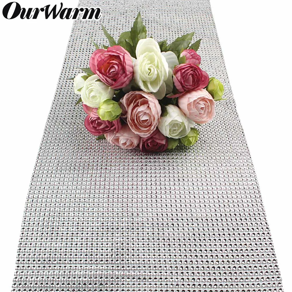 OurWarm 5 yard/Roll 24cm sparkling diamond Mesh Ribbon Table Runners