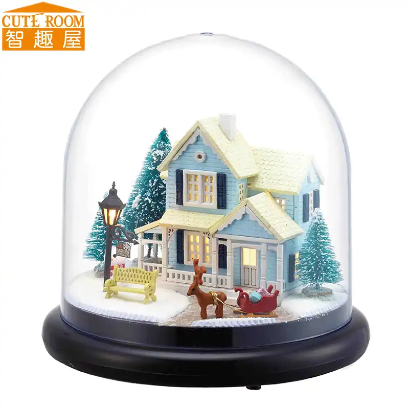 Cutebee DIY <b>House Miniature with</b> Furniture LED Music Dust Cover ...
