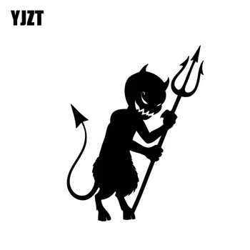 

YJZT 9.6*12.4CM Bad Naughty Evil Small Devil Covering The Body Silhoutte Cool Car Sticker Decal Black/Silver Vinyl C20-1631