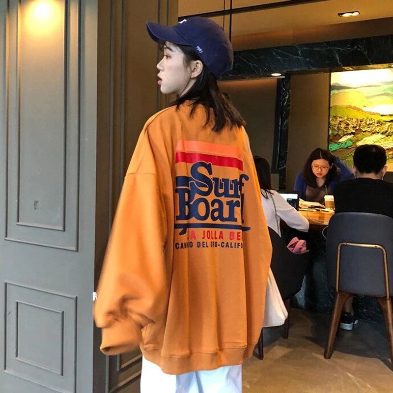 

Autumn Streetwear Sweatshirt Woman Korean Ulzzang Harajuku Letters Printed Long Sleeve Sweatshirts Womens Loose Pullover Hoodies