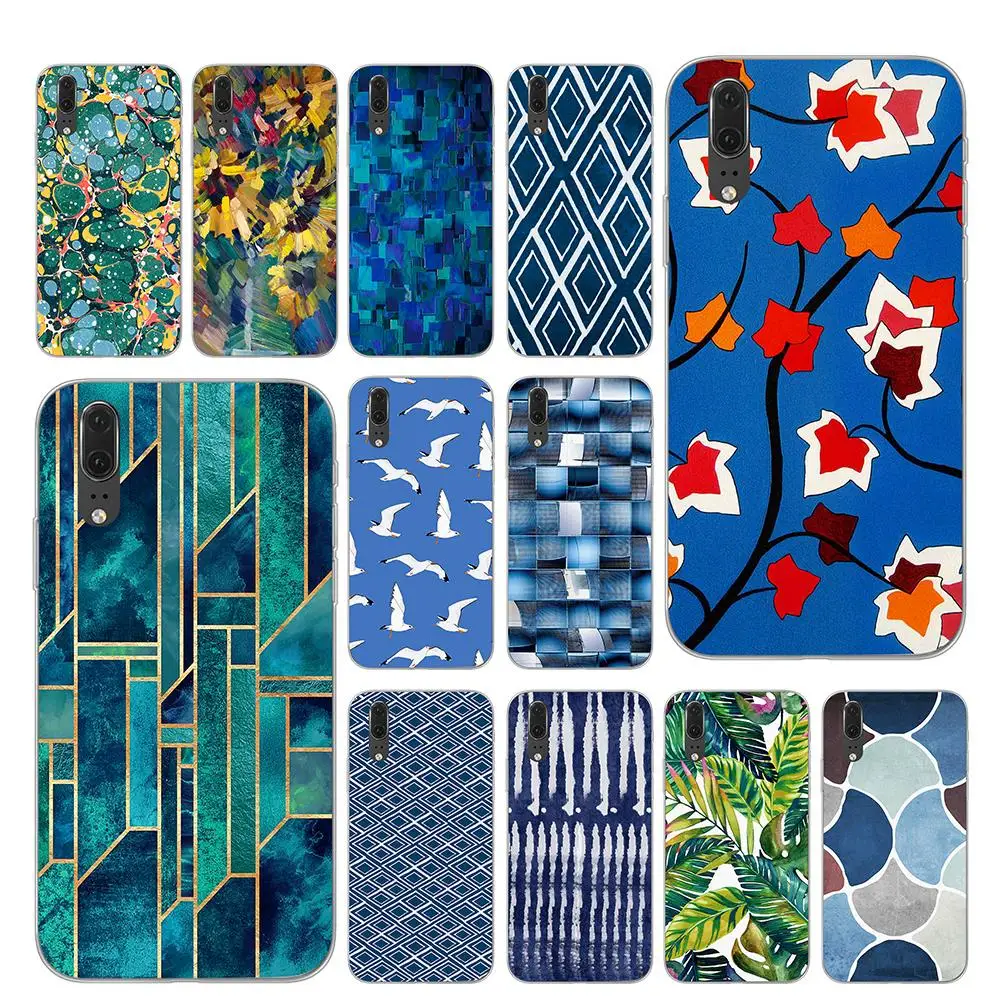 

AestheticTropical Moroccan Blue Pattern Phone Case for Huawei P30 P20 P10 Mate 10 20 Pro Lite Cover