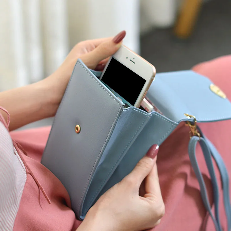 

PU Leather Small Mini Crossbody Bag Woman Phone Wallets Multi-Function Ladies Coin Purse Women Big Capacity Long Wallet Female