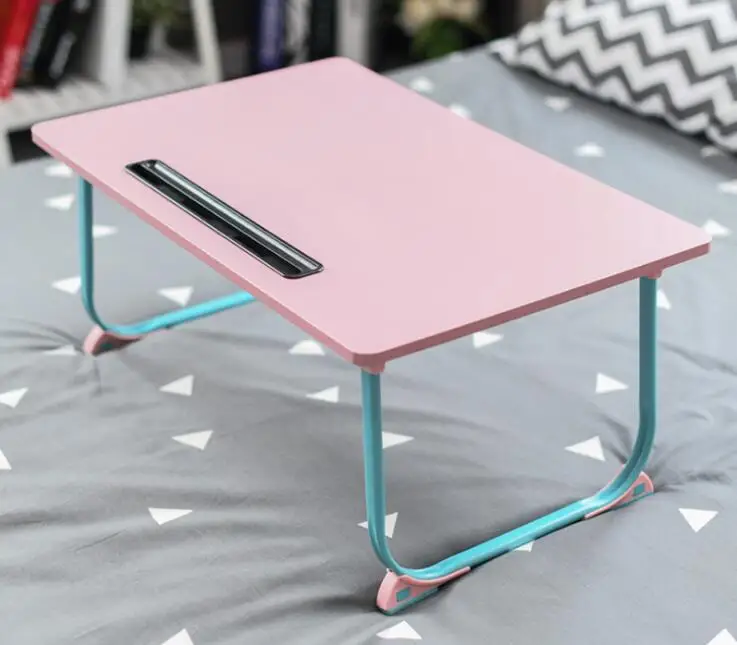 Складной передвижной стол для ноутбука портативный компьютерный Настольный ленивый стол маленький стол для использования на кровати простой дизайн 40x60 см - Цвет: Color 1 with slot