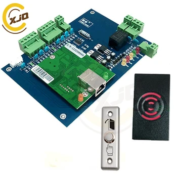 

XJQ TCP/IP one door access control panel system with free software (1 control board+1 slim RFID card reader+1 exit button)