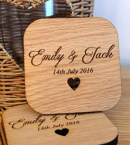 Personalised Wooden Oak Wedding Place Mat coaster Gift  Keepsake Home 