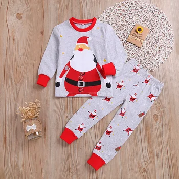 

2019 Winter christmas boys girl cotton santa pajamas boutique hot sale children set