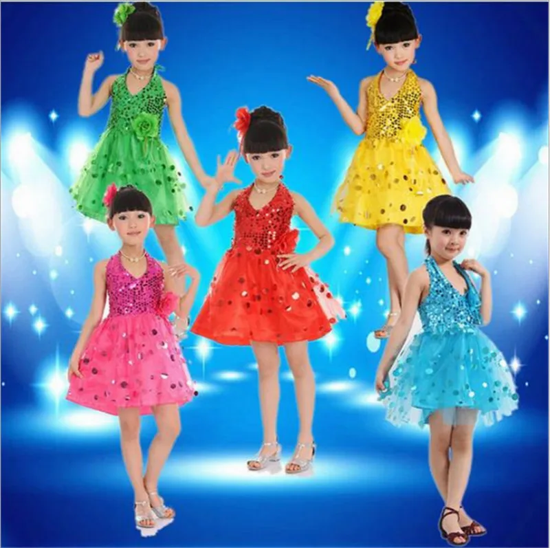 

Hot Sell Children Kids Sequins Fringe Stage Performance Dress Competition Girls Ballroom Dance Costumes Latin Dance Dress LD006