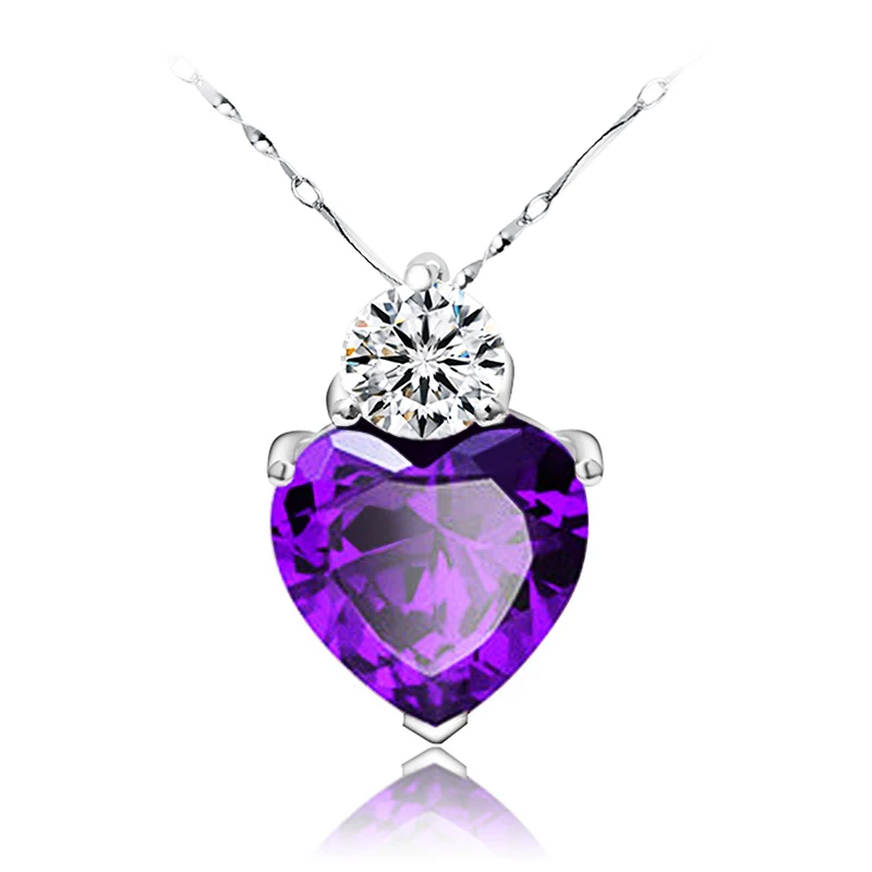 Lady Girls Crystal Heart Rhinestone Pendant Necklace Jewelry Gift