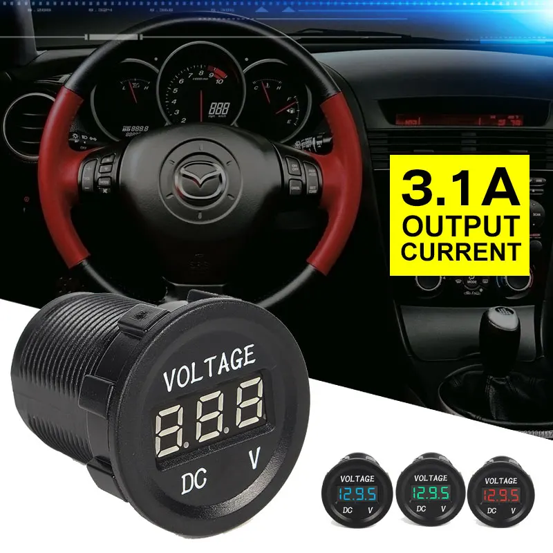 

Dual USB Plug Car Motorcycle Cigarette Lighter Socket Mini Micro Car Charger LED Digital Voltmeter Meter 12V 24V Mobile Charger