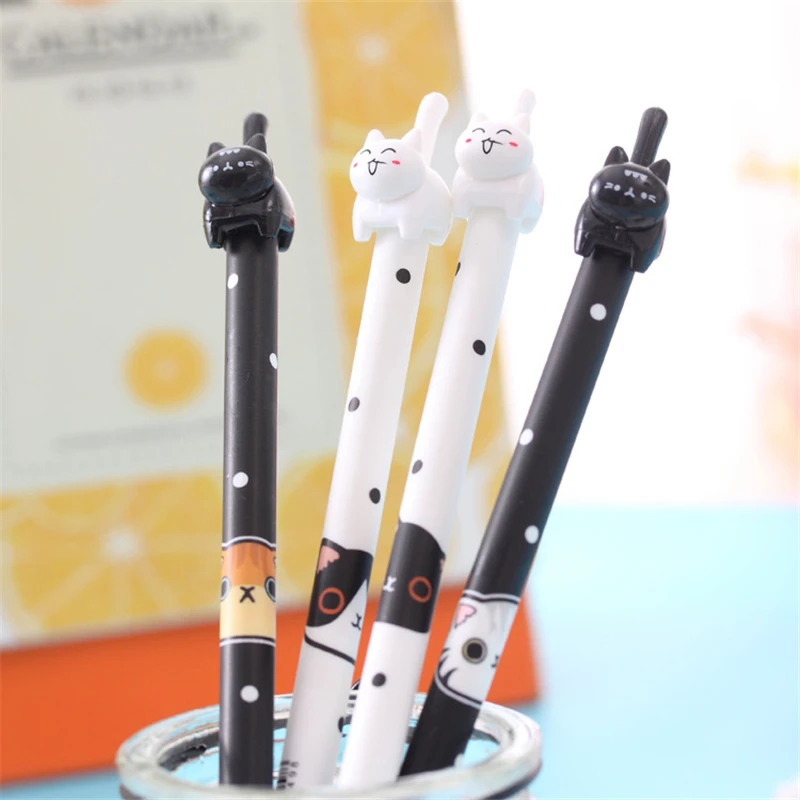 Kawaii Cartoon Cat Tail Gel Pen DIY Office Stationery and School Supplies Smooth Writing Black Ink 0.38mm Pen 1PCS