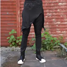 Весна шаровары мужские ночной клуб парикмахер Слаксы Большой промежность брюки луч ноги прилив брюки певица костюмы