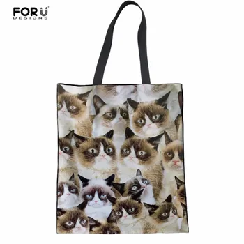 

FORUDESIGNS Tote Bags Luxury Women Handbags 2018 Fashion Cute Pet Cat Printed Women's Large Crossbody Shopper Bags for Female