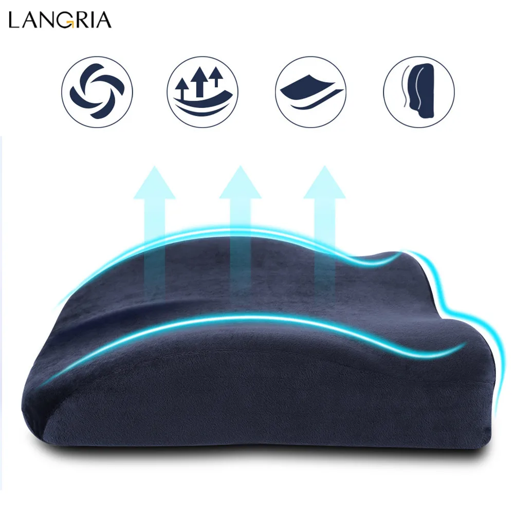 

LANGRIA Newest Memory Foam High-Resilience Lumbar Back Support Cushion Relief Pillow for Office Home Car Auto Travel Booster