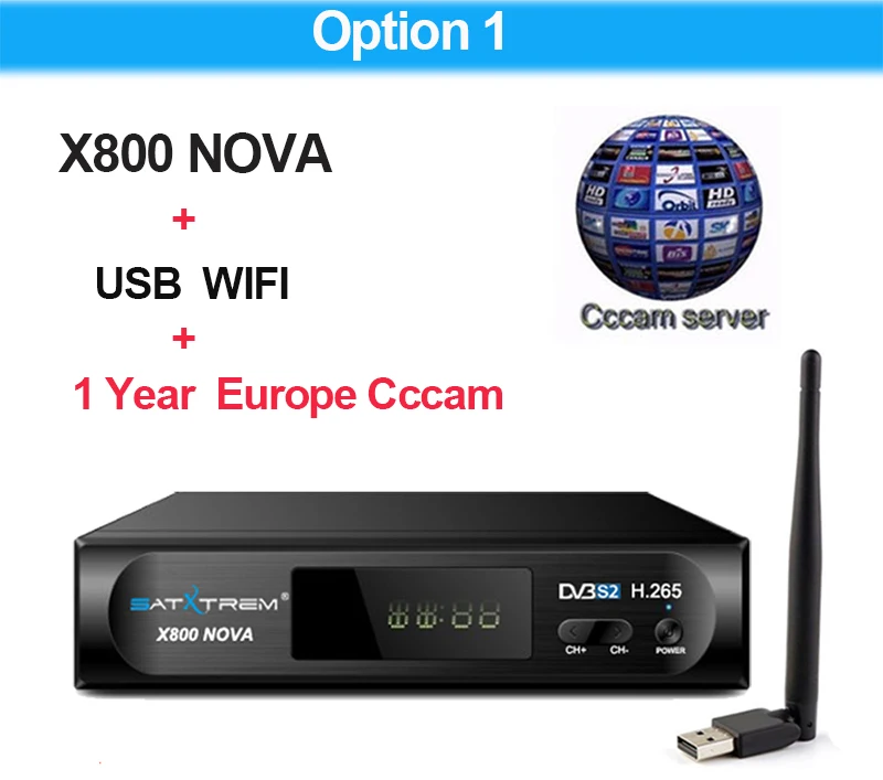 Satxtrem X800 NOVA Receptor DVB-S2 H.265 спутниковый ТВ-ресивер бесплатно 1 год Европа 8 линий Clines+ USB wifi Поддержка IP tv/Youtube - Цвет: Белый