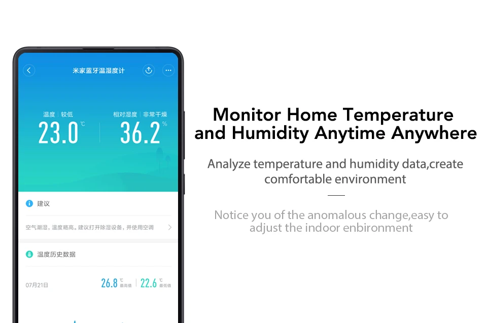 Xiaomi Mijia Bluetooth монитор температуры и влажности Датчик управления приложением Встроенный датчик ЖК-дисплей Магнитная палка ультра-низкой мощности