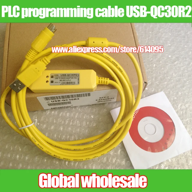 Cable de programación PLC amarillo, para Mitsubishi USB-QC30R2/cable de descarga de datos, línea de comunicación de 6 pines para Mitsubishi, 1 ud.