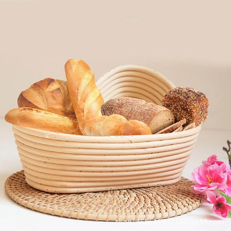 

11 Inch Oval Banneton Brotform Cane Bowl Shape Bread Dough Proofing Proving Natural Rattan Basket With Removable Lining