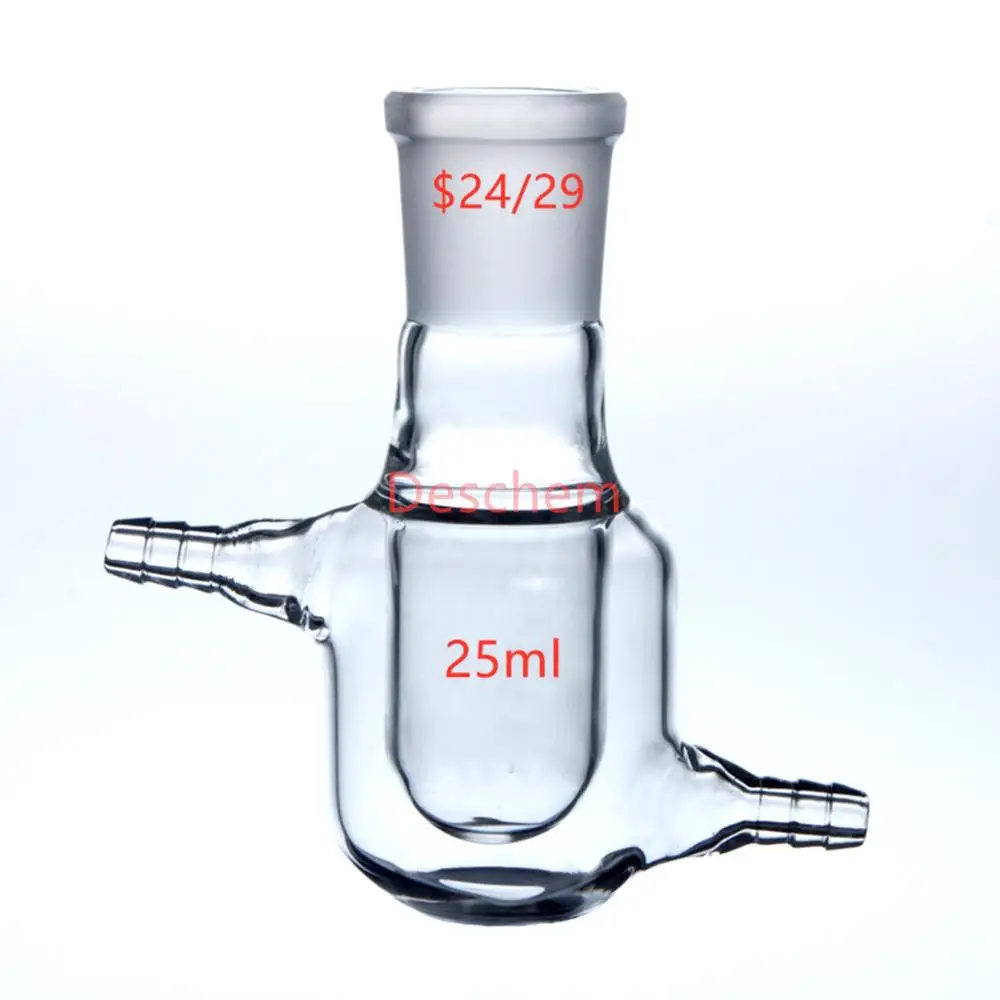 25ml,24/29,Single Neck,Jacketed Glass Flask,Reaction Vessel,Lab