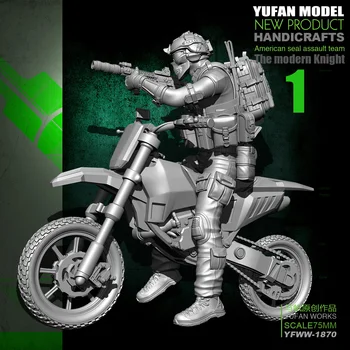 

1/24 75mm 125 unassembled Motorcycle withAmerican Resin Soldier YFWW-1870