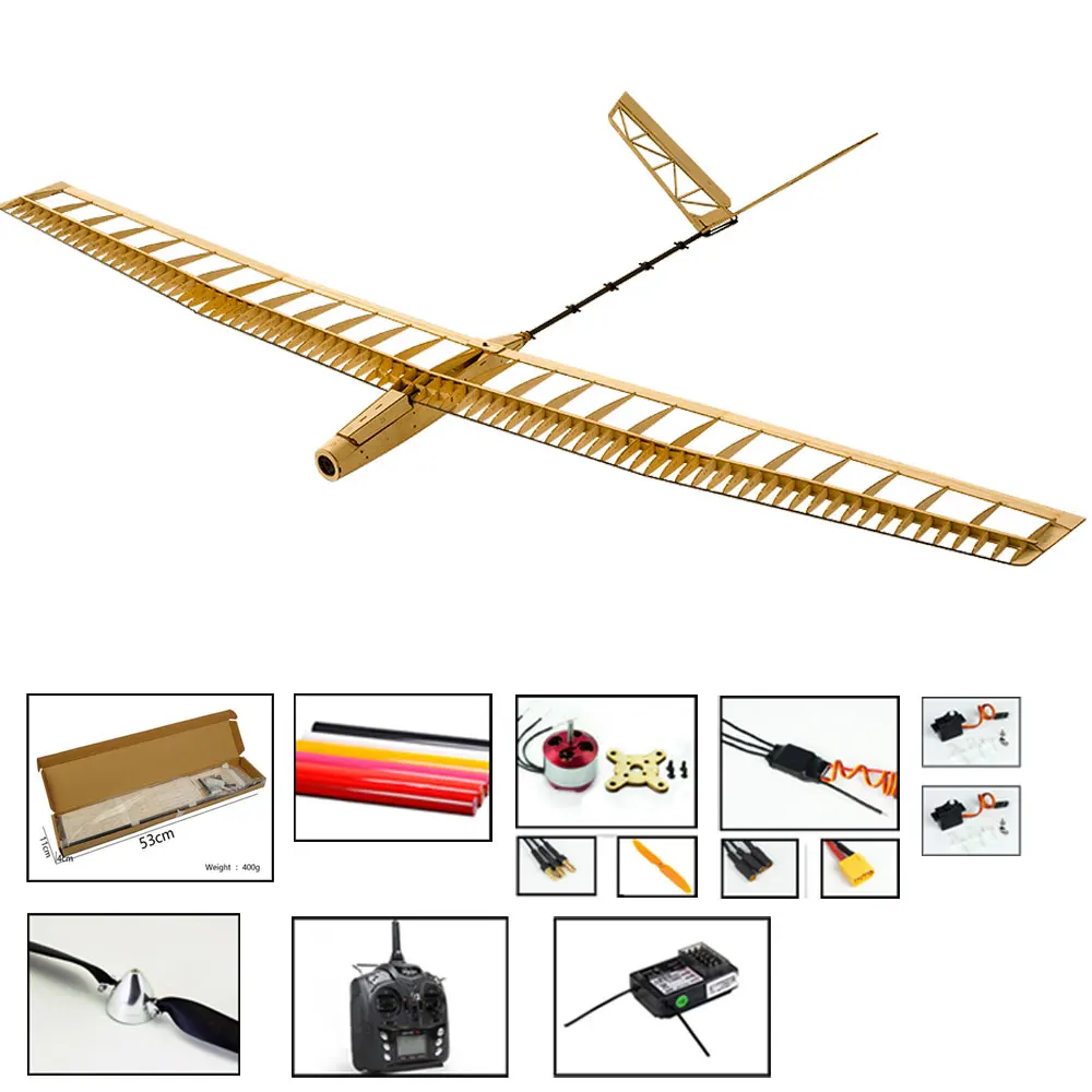Balsawood модель самолета лазерная резка планер электрическая мощность UZI 1400 мм размах крыльев строительный комплект модель древесины/деревянный самолет - Цвет: F1604C-R2