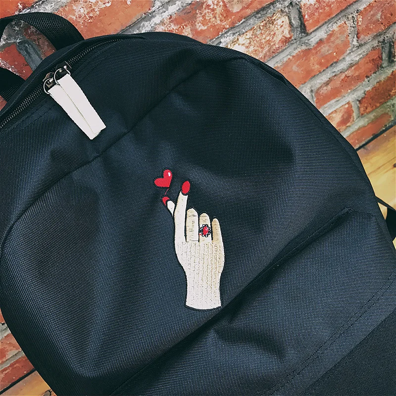 Men Canvas Backpack Cute Fashion Women Rose Embroidery Backpacks for Teenagers Women\'s Travel Bags Mochilas Rucksack School Bags (27)