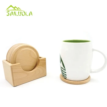

6pcs/set Beech Wood Coaster Set Tea Coffee Cup Mat Waterproof Mini Wooden Pallet Coasters