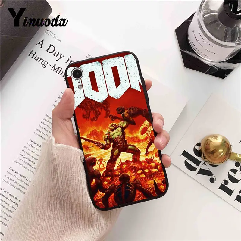 Yinuoda череп игра Doom новое поступление черный чехол для телефона для iPhone 5 5Sx 6 7 7plus 8 8Plus X XS MAX XR 10 Чехол