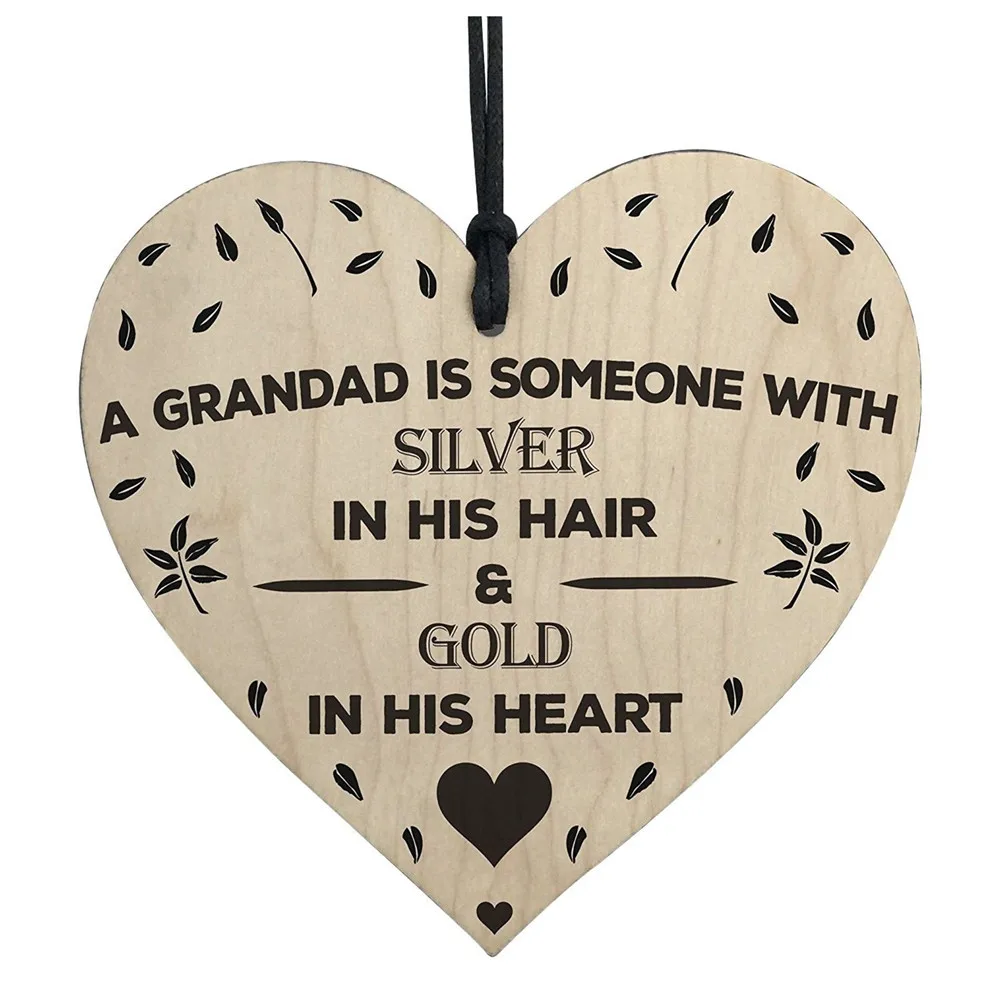 Dad Daddy Grandad Wooden Heart-shaped Wood Crafts Christmas Home DIY Tree Decorations Wine Label Small Pendant Accessories