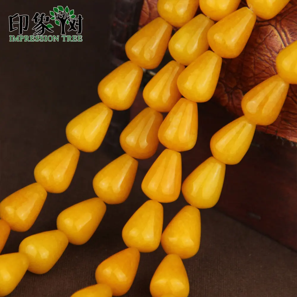 Waterdrop Stone Bead Yellow Smooth TearDrop Jad e Beads 16x12mm 8pcs Waterdrop Stone Bead Fit For DIY Jewelry Makings 1832