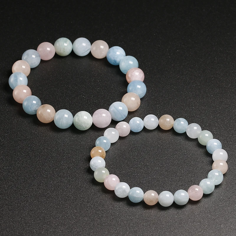Натуральный многоцветный A+ морганит камни браслет из бусин аксессуары для женщин девочек подарок ручной работы ювелирные изделия