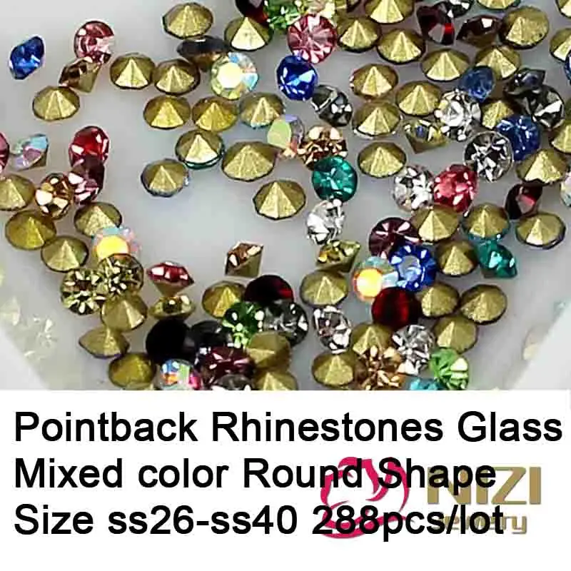 

Pointback Rhinestones ss26-ss40 Glass Material Round 288pcs Mixed Color Pointback Strass Perfect Stones DIY Crafts Decoration