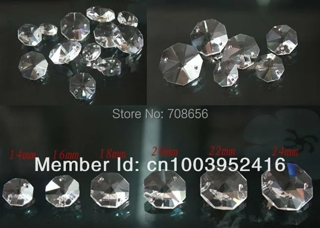 Contas de Vidro Cristalinas Octagon Candelabro Cadeia Decorações 180 Pcs 18mm 3 chandelier parts