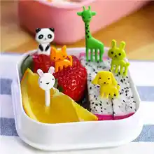 10 шт./компл. мини мультфильм животных палочки для фруктов Вилка для салата торт десерт гаджет еда пластиковая вилка