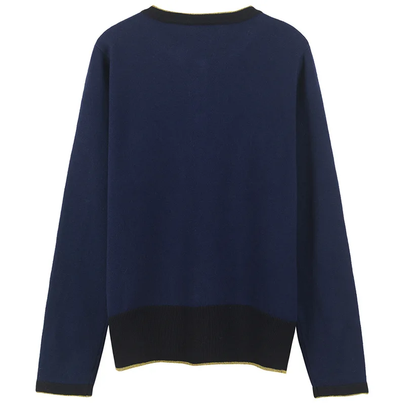 تقع 2019 جديد نوع من محبوك دعوى عالية الخصر طويل الأكمام الذهب سترة مشغولة من الصوف + بنطلون مستقيم اثنين قطعة دعوى النساء