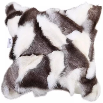 

Hand made real fox fur throw for furniture upholstery 45*45cm, decoration natural fox color sofa pillow cushion with core