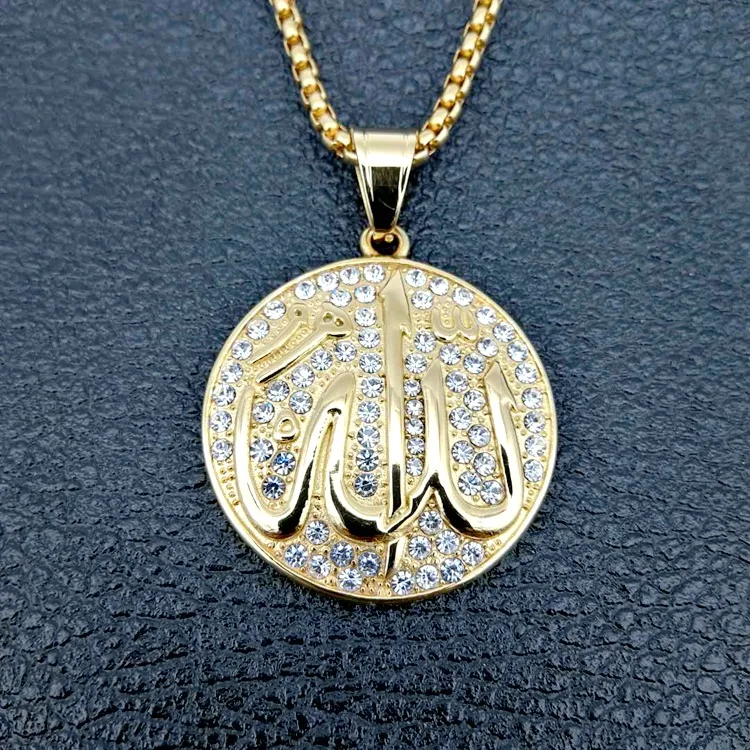 New 24inch Stainless Steel Jewelry hip hop Islam Muslim Allah Pendant
