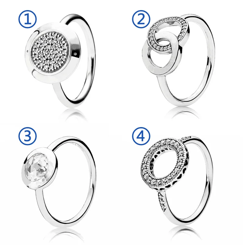 

30% 925 Silver Hearts of Halo Circles Rings With Crystal For Women Wedding Party Gift Fine Europe Jewelry