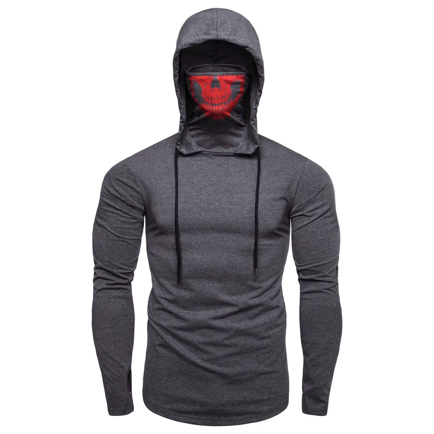 2019 Spring Male Skull Mask Hoodie Long sleeve Choker Hoodies Men Slim