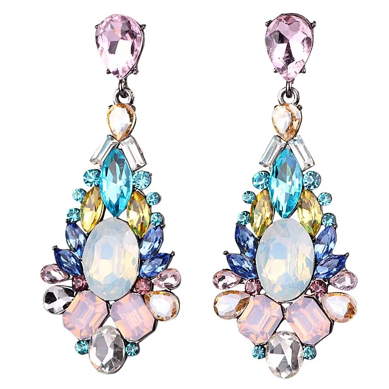 

White Pink Opalescence Colourful Earring Women's Fashion Earrings New arrival brand sweet metal with gems stud for women girls