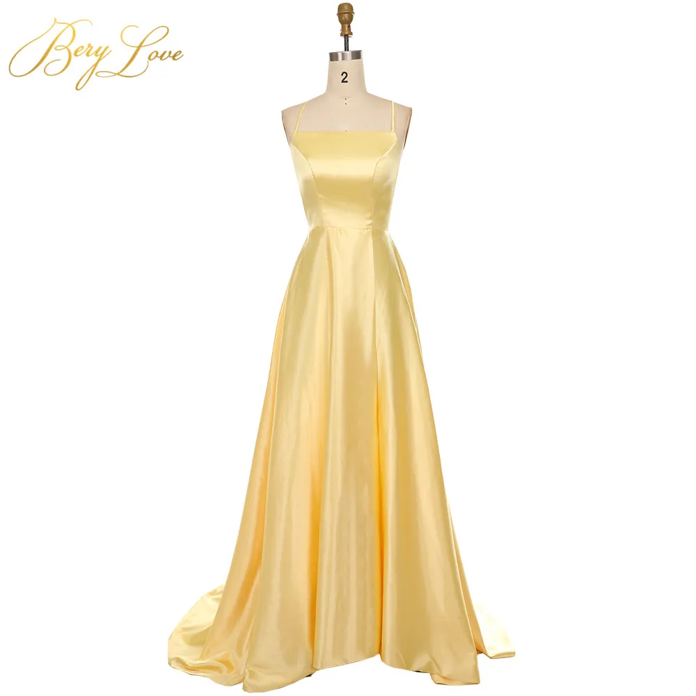 

Sexy Bright Yellow Satin Evening Dress Styles Slit Backless Prom Dress 2019 Evening Gown Prom Party Dress Abiye robe femme Criss