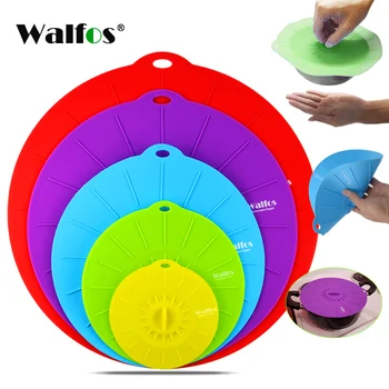 

WALFOS Silicone Bowl Cover Food Saver Pot Lid Cover For Pan Flower Shape Spill Stopper Cooking Tool Lid Microwave Cover