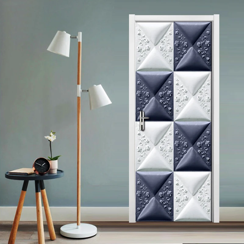 European Style 3D Print Sticker Embossed Lattice Decal Picture Home Decor Self Adhesive for Wardrobe Door Waterproof Art Poster