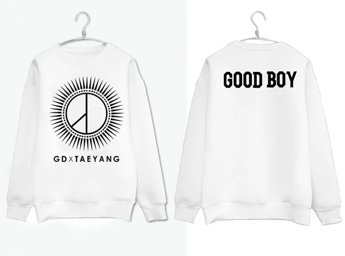 Модные черные/белые толстовки с капюшоном круглым вырезом и надписью kpop bigbang gd &