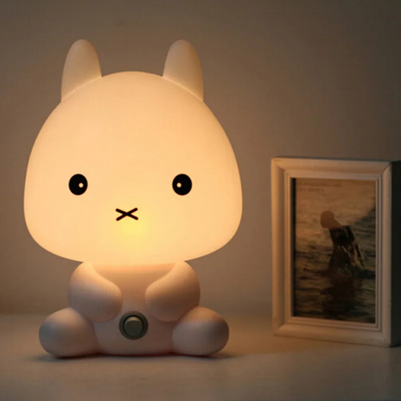 

New Baby Bedroom Lamp Night Lights 2019 New Cartoon Rabbit Panda PVC Plastic Sleep Led Kid Lamp Bulb Night Lighingt for Children