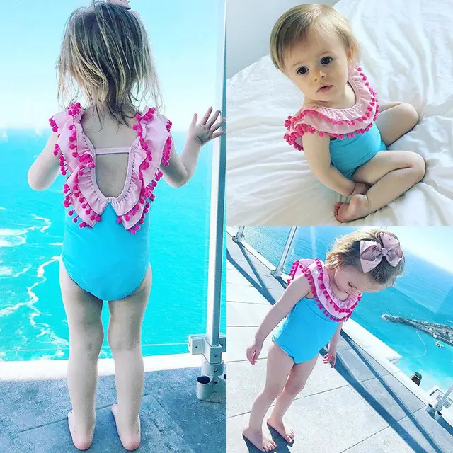 Toddler Kids Baby Girl Ruffle Backless Swimwear Bikini Swimsuit