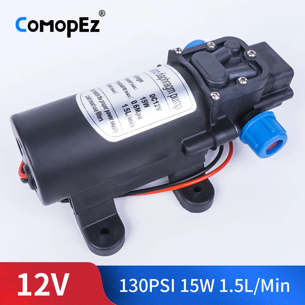 

DC 12V 15W 130PSI 1.5L/Min Electric Diaphragm Pump Self-Priming Booster Home Garden Return Control Car Wash