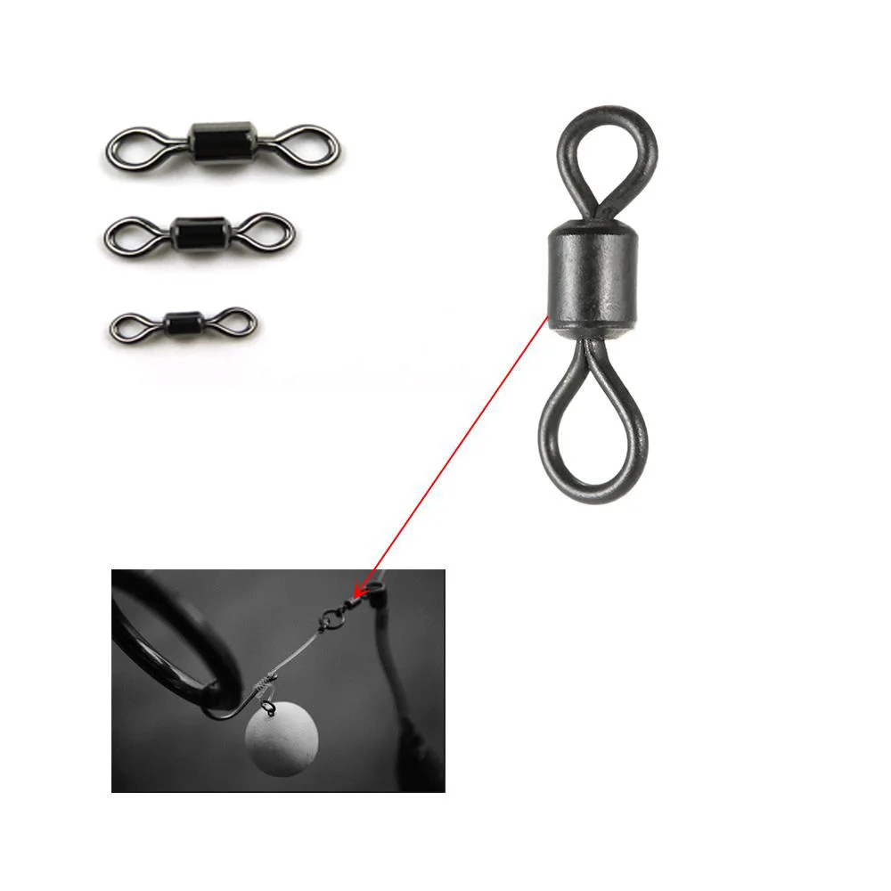 

50Pcs/Lot Solid Rings Fishing Hooks Portable Durable Fishing Swivels Sea Fishing Rolling Swivel Connector